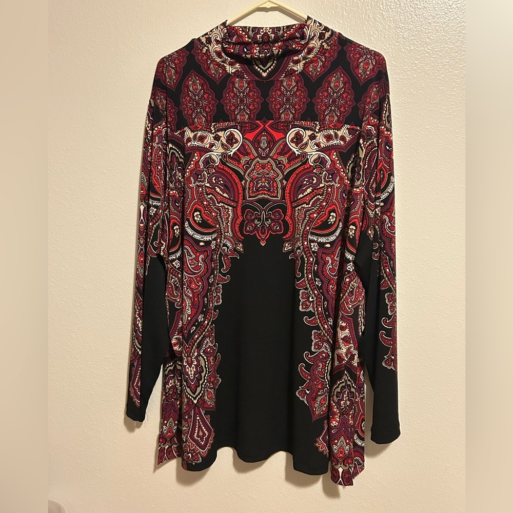 Susan Graver Red and Black Paisley Tunic